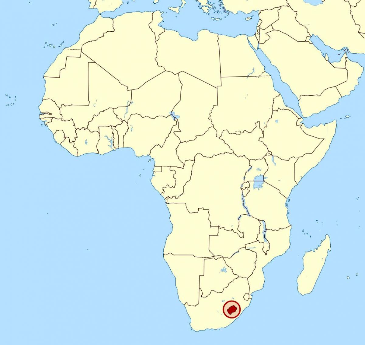 kart over Lesotho på verden