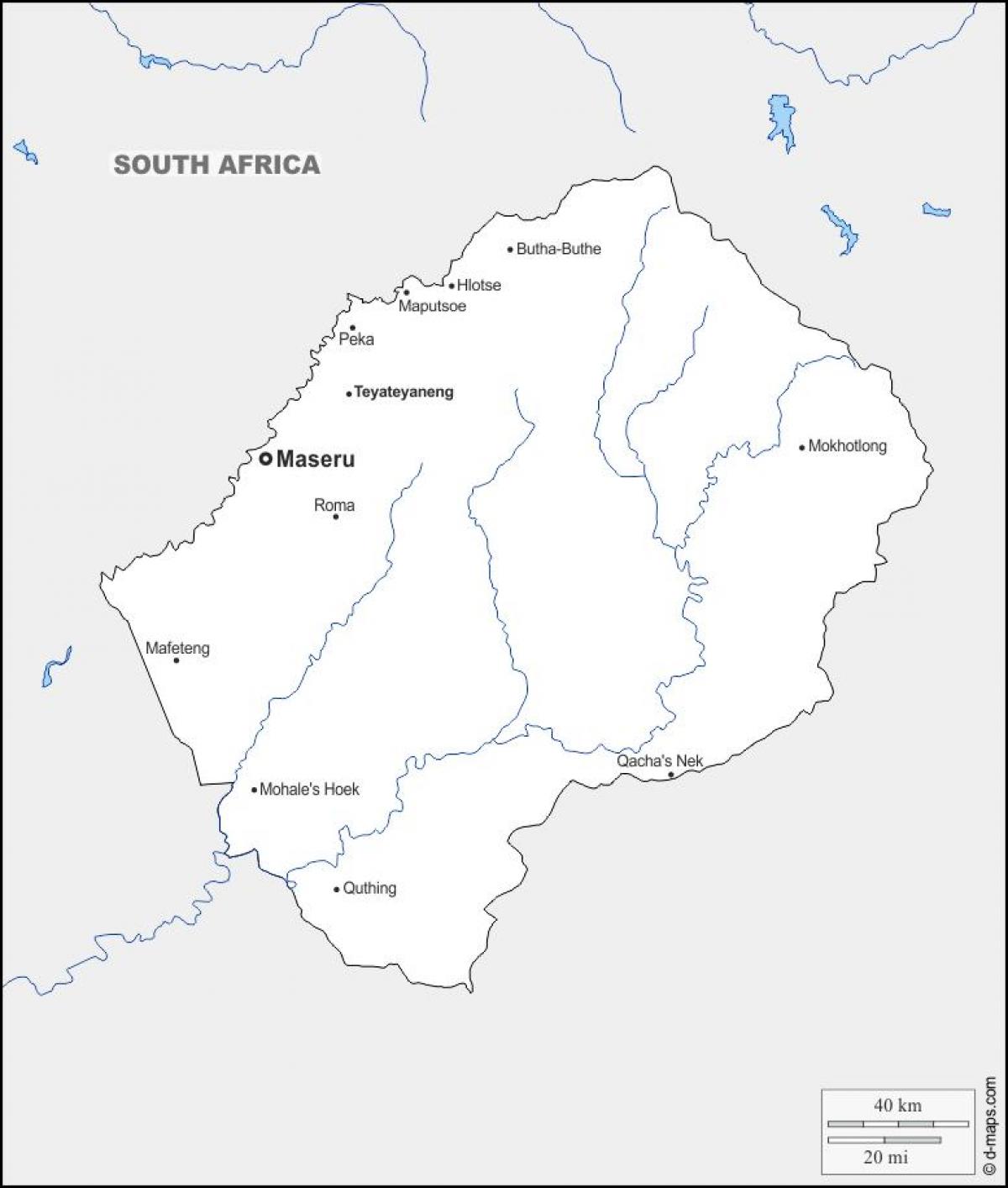kart over maputsoe Lesotho