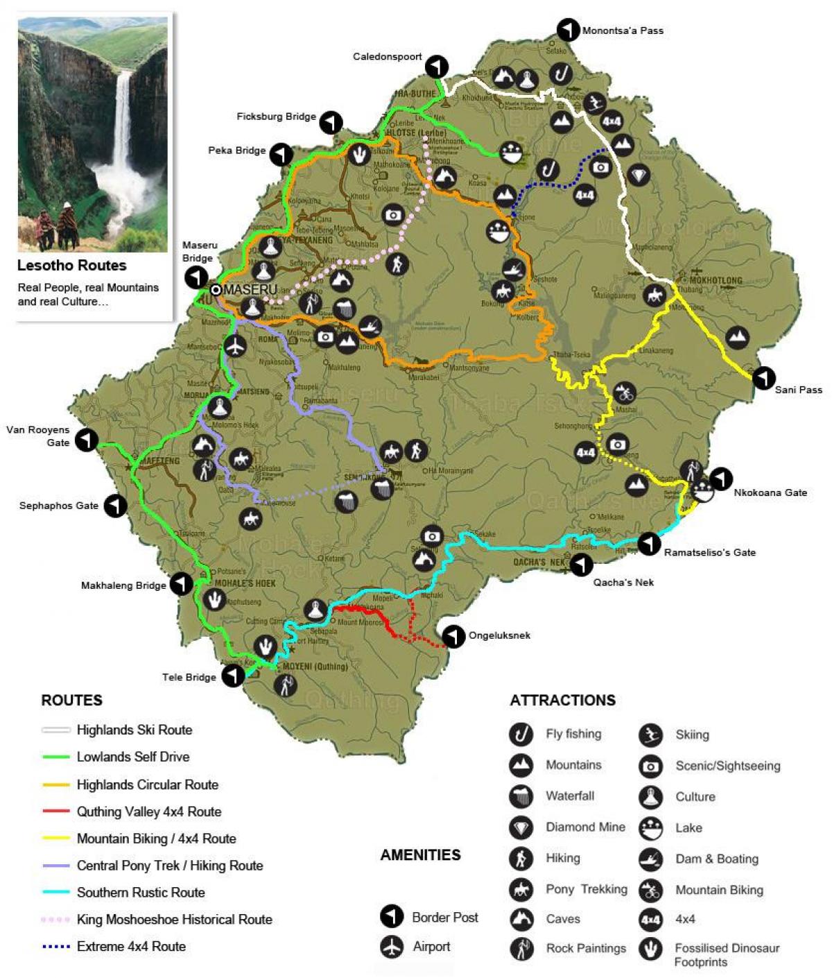kart over Lesotho turist